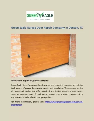 Green Eagle Garage Door Repair Company in Denton, TX