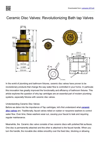 Ceramic Disc Valves: Revolutionizing Bath tap Valves