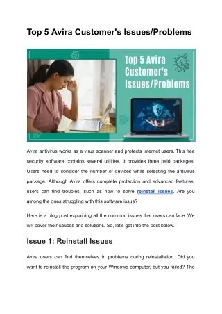 Top 5 Avira Customer's Issues/Problems
