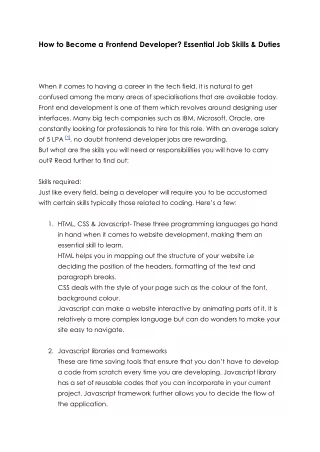 How to Become a Frontend Developer? Essential Job Skills & Duties