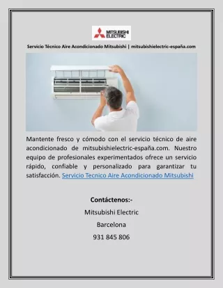 Servicio Técnico Aire Acondicionado Mitsubishi | mitsubishielectric-españa.com