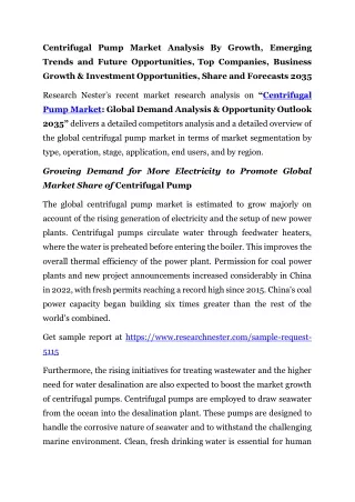 Centrifugal Pump Market Share and Forecasts 2035