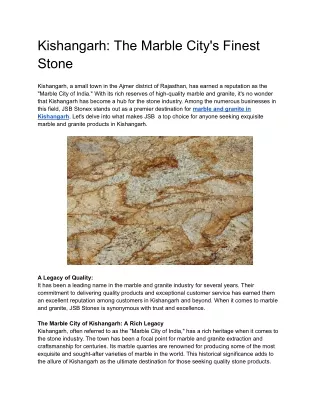 Kishangarh: The Marble City's Finest Stone