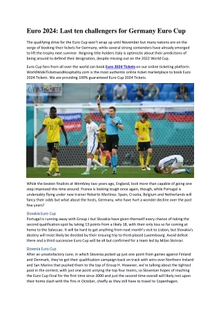 Euro 2024 Last ten challengers for Germany Euro Cup