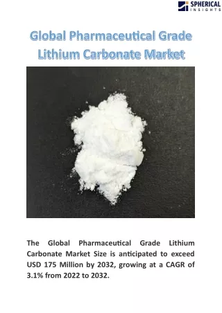 Global Pharmaceutical Grade Lithium Carbonate Market