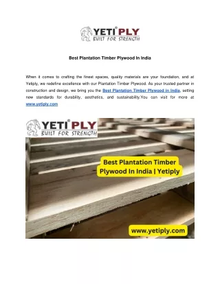 Best Plantation Timber Plywood In India