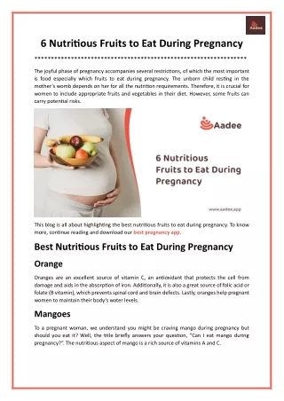 6 Nutritious Fruits to Eat During Pregnancy