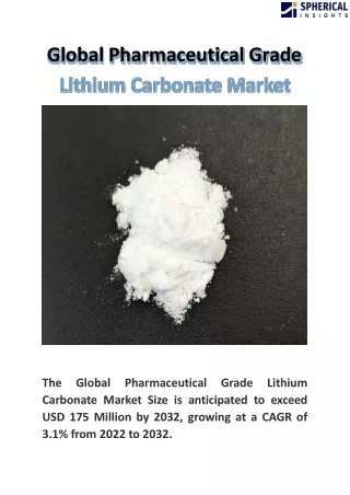 Global Pharmaceutical Grade Lithium Carbonate Market