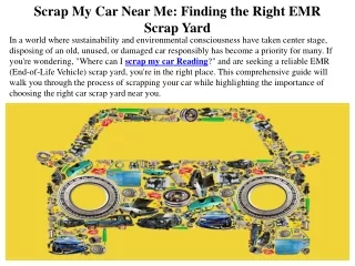 Scrap My Car Near Me Finding the Right EMR Scrap Yard