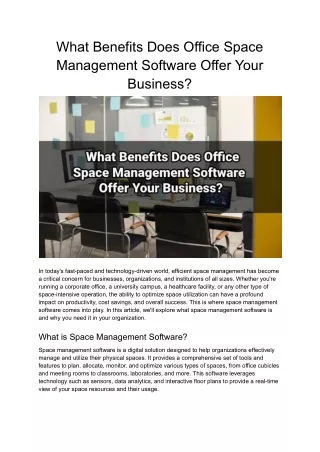 What Benefits Does Office Space Management Software Offer Your Business