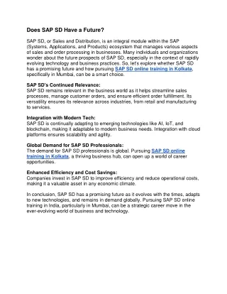 Does SAP SD Have a Future?