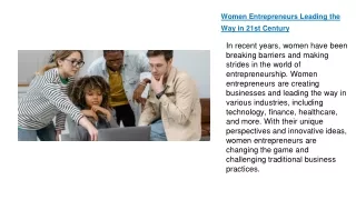 Women Entrepreneurs Leading the Way in 21st Century