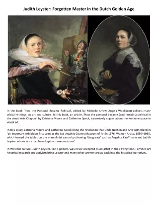 Judith Leyster - Forgotten Master in the Dutch Golden Age