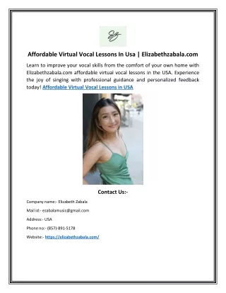 Affordable Virtual Vocal Lessons In Usa | Elizabethzabala.com