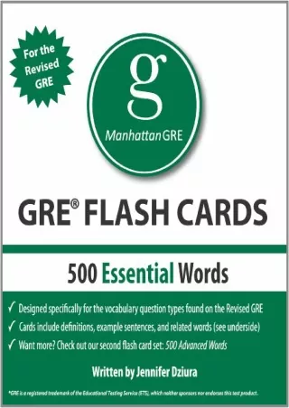 [PDF] DOWNLOAD 500 Essential Words, 1st Edition: Manhattan GRE Vocabulary Flash Cards
