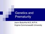 Genetics and Prematurity