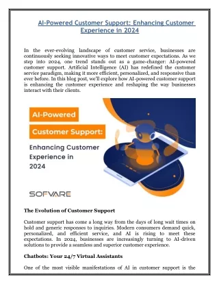 AI-Powered Customer Support - Enhancing Customer Experience in 2024