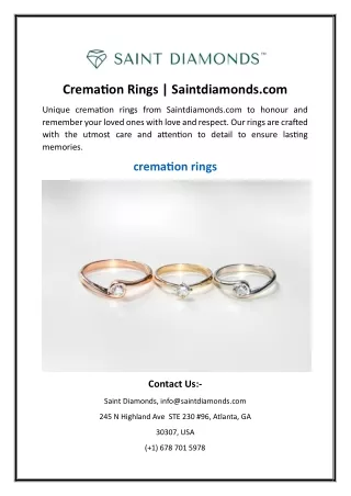 Cremation Rings | Saintdiamonds.com