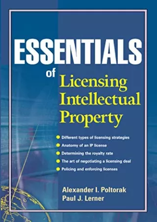 (PDF/DOWNLOAD) Essentials of Licensing Intellectual Property free