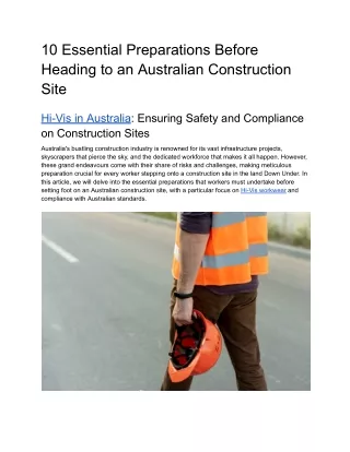 10 Essential Preparations Before Heading to an Australian Construction Site