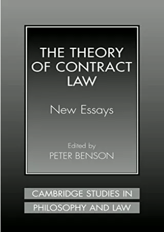 Pdf Ebook The Theory of Contract Law: New Essays (Cambridge Studies in Philosophy and Law)