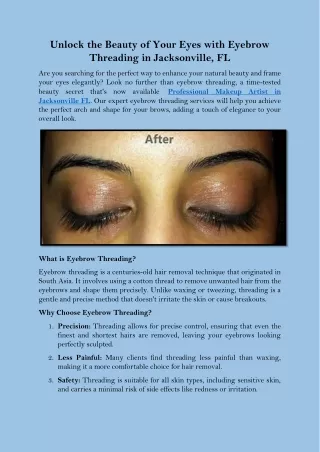 Unlock the Beauty of Your Eyes with Eyebrow Threading in Jacksonville, FL