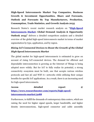 High-Speed Interconnects Market Production, Consumption 2035