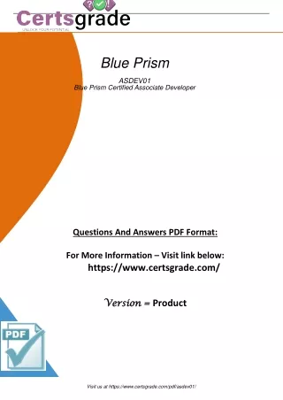 Blue Prism Developer ASDEV01 Study Guide Exam Pdf Dumps Questions and Answers