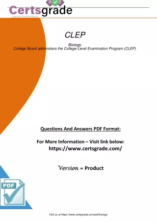 Updated Biology CLEP Exams Certification Pdf Dumps Questions and Answers