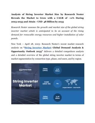 String Inverter Market Growth, Industry, Analysis, and Size.