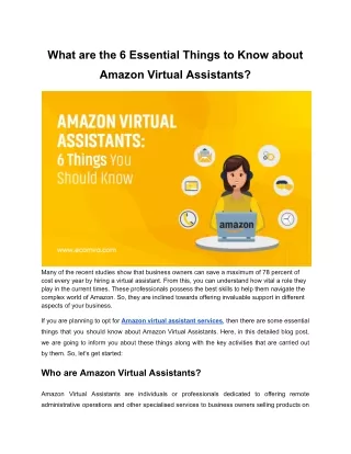What are the 6 Essential Things to Know about Amazon Virtual Assistants