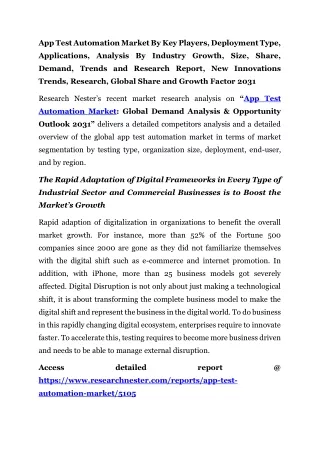 App Test Automation Market Global Share and Growth 2031