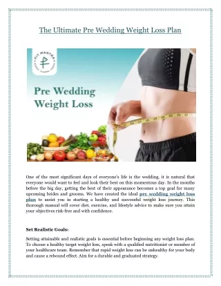 The Ultimate Pre Wedding Weight Loss Plan