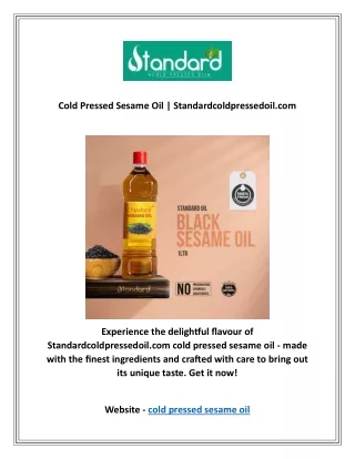 Cold Pressed Sesame Oil | Standardcoldpressedoil.com