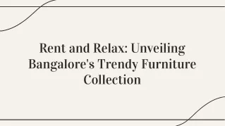 Furniture on rent in Bangalore