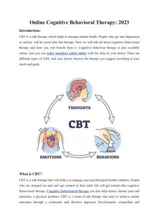 Online Cognitive Behavioral Therapy: 2023