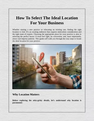 How To Select The Ideal Location For Your Business