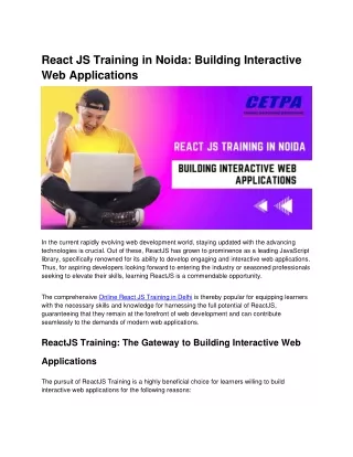 React JS Training in Noida Building Interactive Web Applications