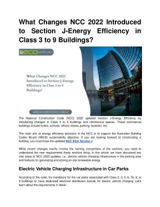 What Changes NCC 2022 Introduced to Section J-Energy Efficiency in Class 3 to 9 Buildings