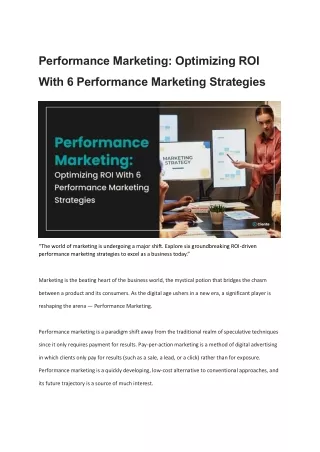 Performance Marketing