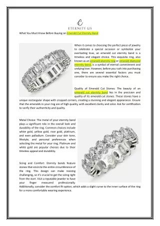 What You Must Know Before Buying an Emerald Cut Eternity Band