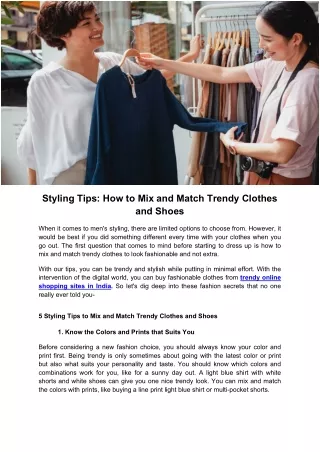 Styling Tips How to Mix and Match Trendy Clothes and Shoes Mavshack pdf mavshack