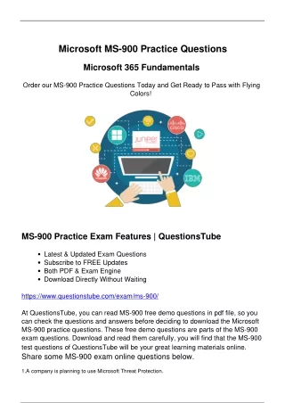 Microsoft MS-900 Exam Questions [2023] - Valid QuestionsTube MS-900 Materials