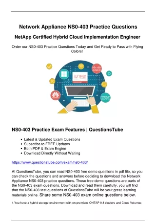 Network Appliance NS0-403 Exam Questions [2023] - Valid QuestionsTube Materials