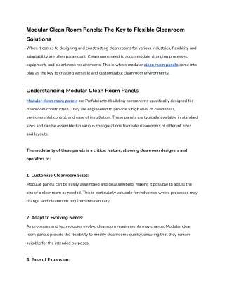 Modular Clean Room Panels_ The Key to Flexible Cleanroom Solutions