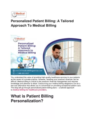 Personalized Patient Billing A tailord approach to medical Billing