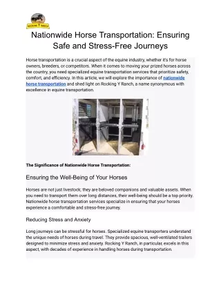 Nationwide Horse Transportation_ Ensuring Safe and Stress-Free Journeys