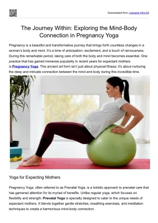 The Journey Within- Exploring the Mind-Body Connection in Pregnancy Yoga