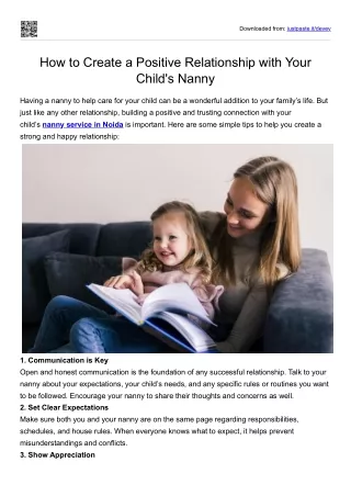 How to Create a Positive Relationship with Your Child's Nanny