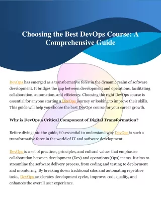 Choosing the Best DevOps Course  A Comprehensive Guide